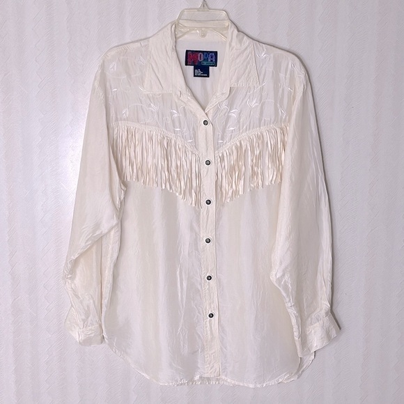 ❤️ BB DAKOTA MODA Western Shirt Size Medium WHITE! - Picture 4 of 6